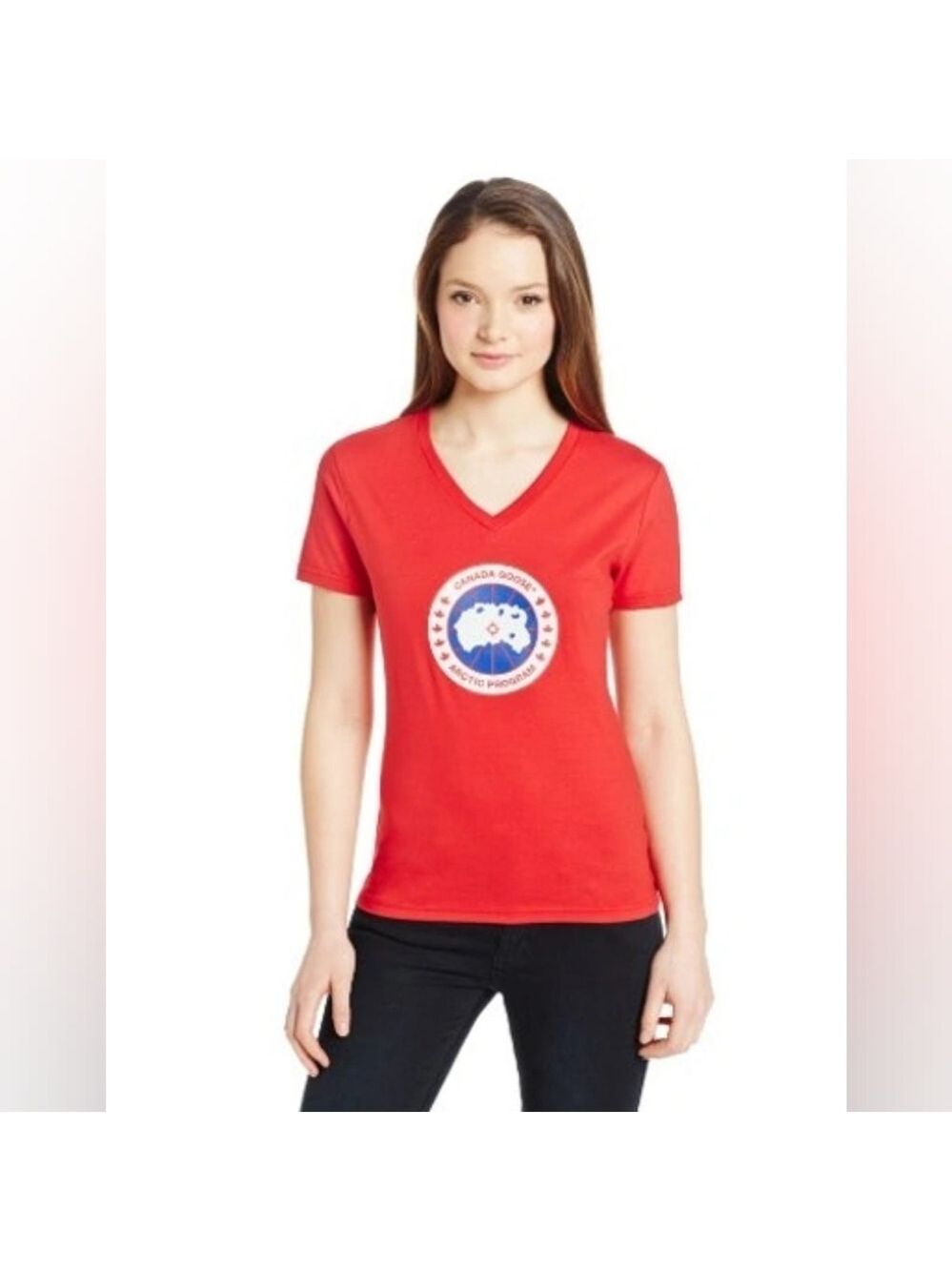 Canada Goose Red V-Neck Tee